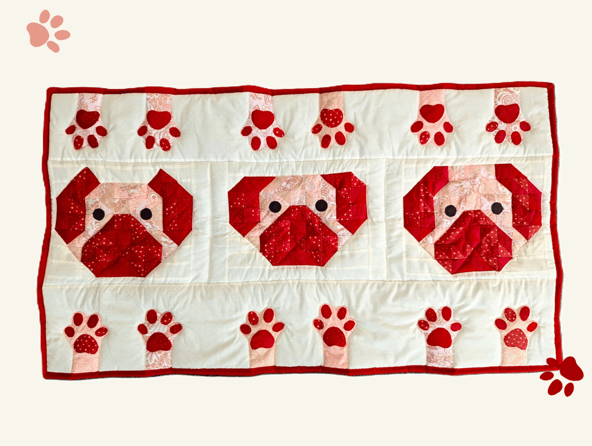 Pugs & Kisses: A Pink Patchwork Quilt